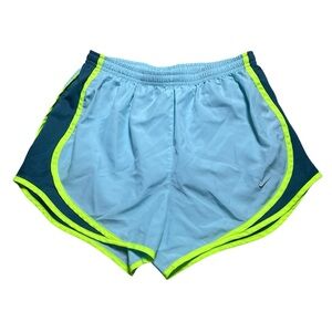 Nike Dri Fit Running Shorts Blue Green Yellow Womens Small